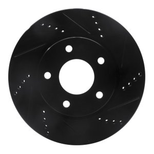 Dodge Caliber Brake Rotor (1) - Front Right - R1 Concepts - Drilled & Slotted - Black - `07-`17